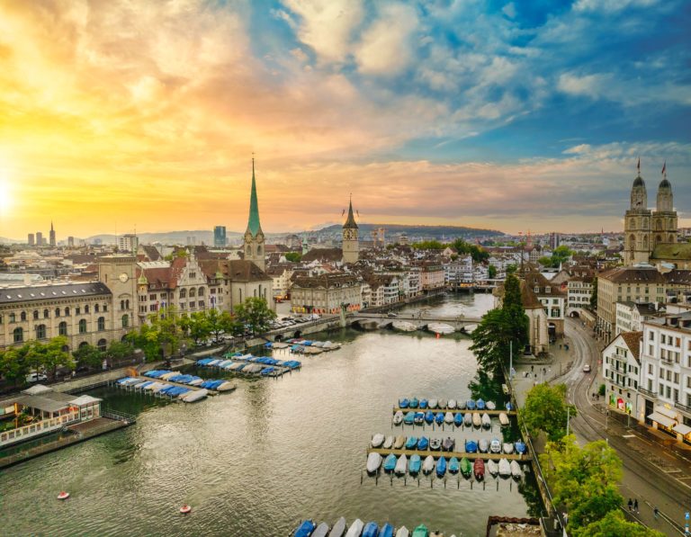 A beautiful photo of Zurich taken by drone