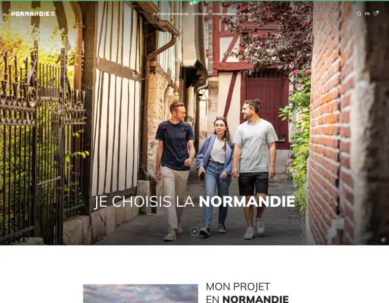 page d'accueil avec une photo du site choisir la normandie