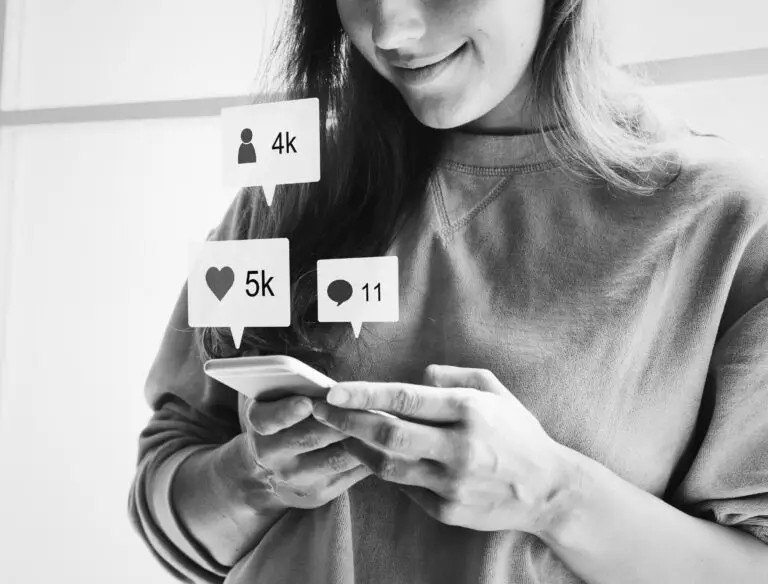 Woman using a smartphone social media conecpt