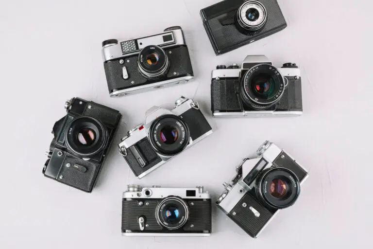 Top view group professional cameras